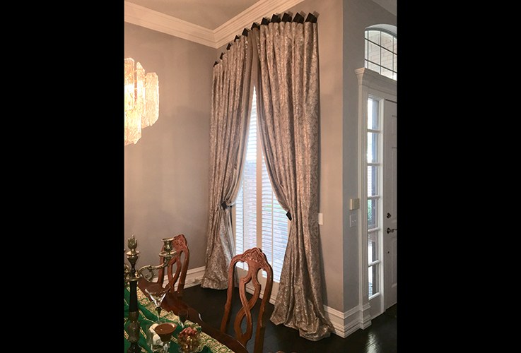 Long silver curtains