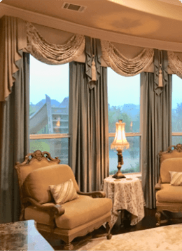 cozy room with beautiful curtains