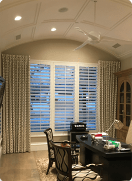 nice dining room with curtains