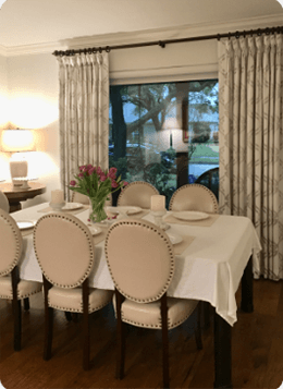 nice dining room with curtains