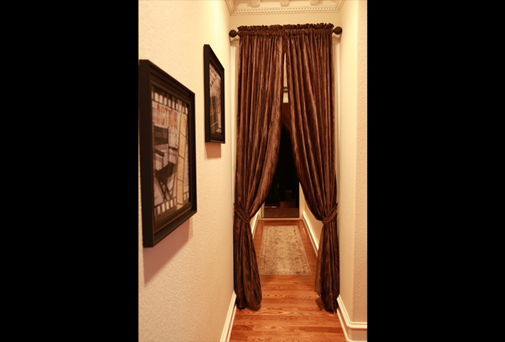 Curtains separating a hallways
