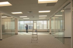 empty office space with open window treatments