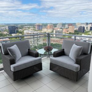 Beautiful outdoor seating area with custom upholstery in Dallas